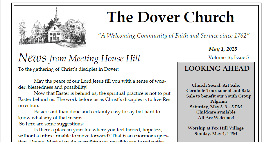 May 1, 2025 Newsletter